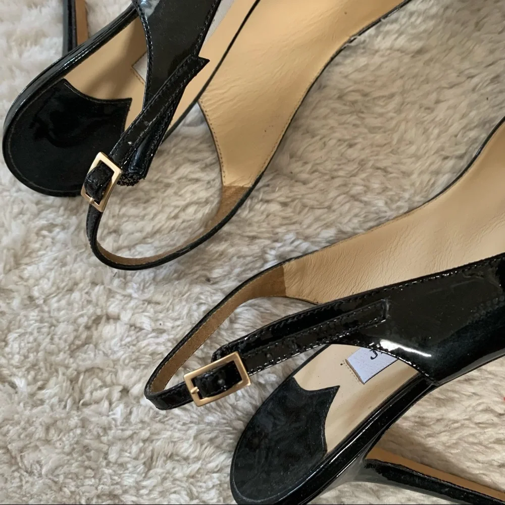 Jimmy Choo Black Nova Peep Toe Slingback Patent Heels - Picture 8 of 15